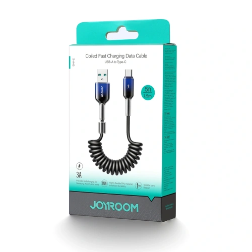 Kup Kabel spirálový Joyroom S-A43 Crystal-Clear Series 3A USB-A / USB-C 1.5m černý - JYR1104 - {ean13} - Sklep Home Screen