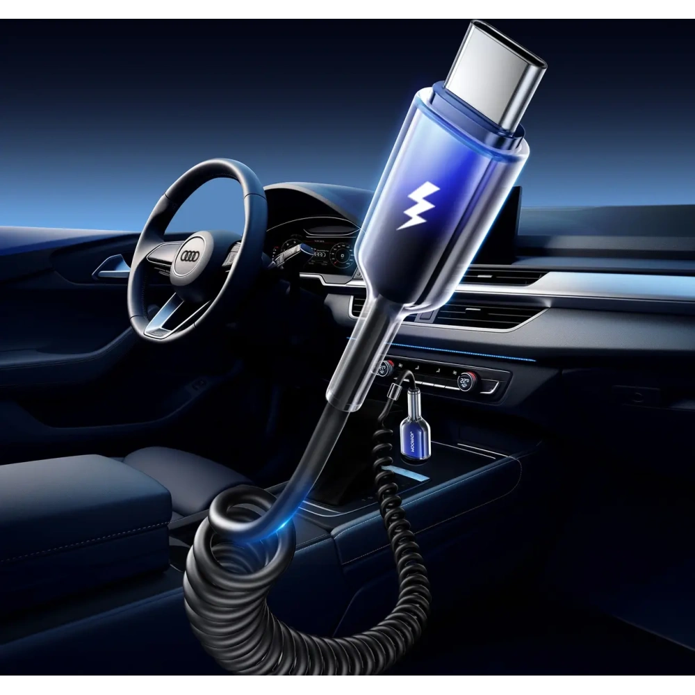 Kabel spiralny Joyroom S-A43 Crystal-Clear Series 3A USB-A / USB-C 1.5m czarny