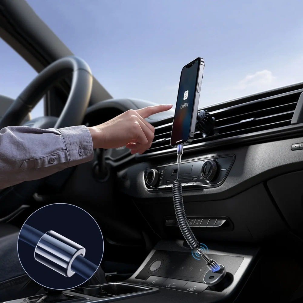 Kabel spiralny Joyroom S-A43 Crystal-Clear Series 3A USB-A / USB-C 1.5m czarny