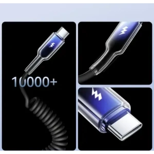 Kabel spiralny Joyroom S-A43 Crystal-Clear Series 3A USB-A / USB-C 1.5m czarny