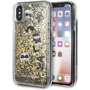 Kup [OUTLET] Karl Lagerfeld KLHCPXROGO iPhone X/Xs czarno-złoty/black & gold hard case Glitter - OT-804 - {ean13} - Sklep Home Screen