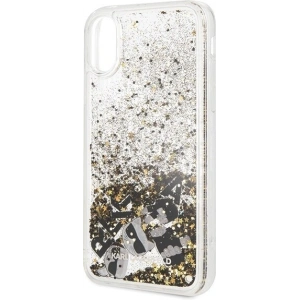 Kup [OUTLET] Karl Lagerfeld KLHCPXROGO iPhone X/Xs czarno-złoty/black & gold hard case Glitter - OT-804 - {ean13} - Sklep Home Screen