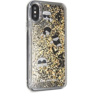 Kup [OUTLET] Karl Lagerfeld KLHCPXROGO iPhone X/Xs czarno-złoty/black & gold hard case Glitter - OT-804 - {ean13} - Sklep Home Screen