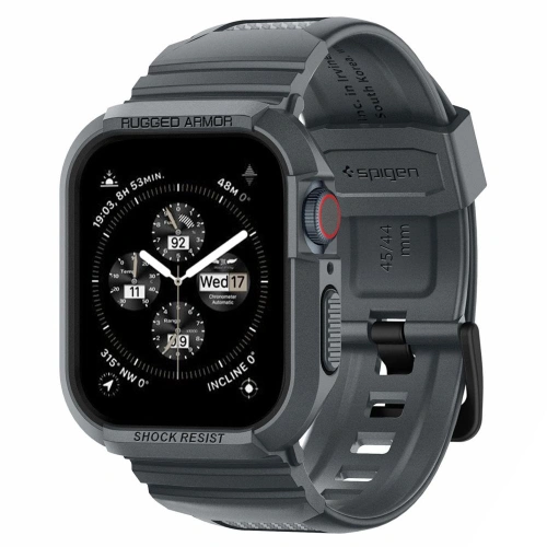 Kup [OUTLET] Case Spigen Rugged Armor Pro Apple Watch 4/5/6/7/8/9/SE 44/45mm Dunkelgrau - OT-806 - {ean13} - Sklep Home Screen