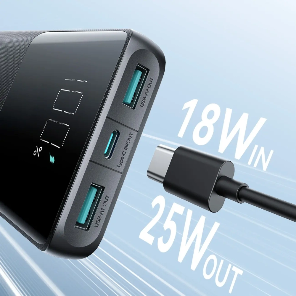 Powerbank Joyroom JR-PBF20 25W 2xUSB-A, USB-C 10000mAh czarny