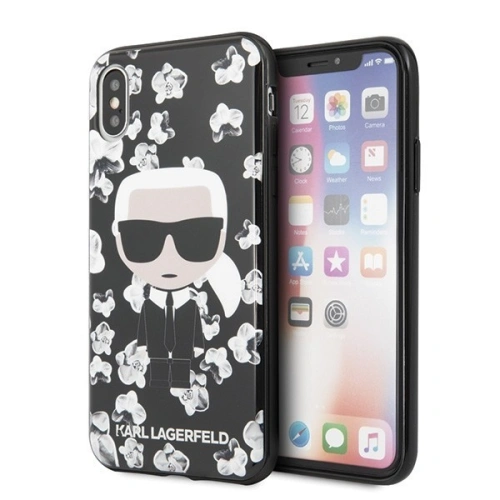 Kup Karl Lagerfeld KLHCPXFLFBBK iPhone X/Xs schwarz/schwarz Blume Ikonik Karl - KLD256BLK - {ean13} - Sklep Home Screen