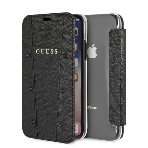Kup Guess Apple Tasche GUFLBKPXKASABK iPhone X/XS schwarz/schwarz book Kaia Saffiano - GUE402BLK - {ean13} - Sklep Home Screen