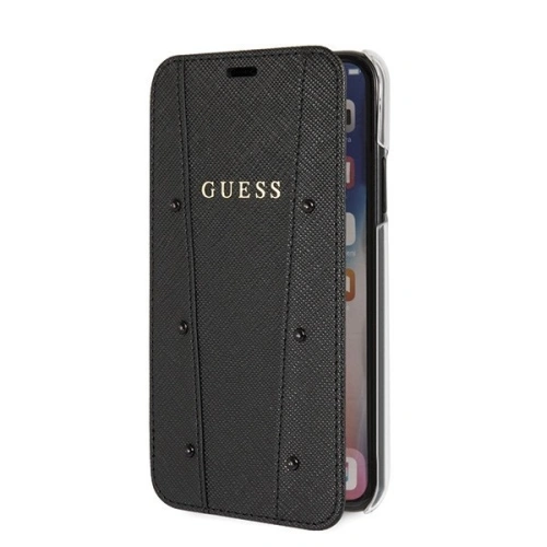 Kup Guess Apple Tasche GUFLBKPXKASABK iPhone X/XS schwarz/schwarz book Kaia Saffiano - GUE402BLK - {ean13} - Sklep Home Screen