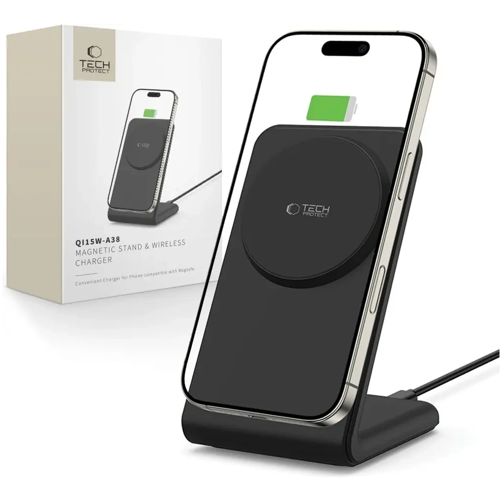 Ładowarka bezprzewodowa Tech-Protect QI15W-A38 Magnetic MagSafe Wireless Charger Black