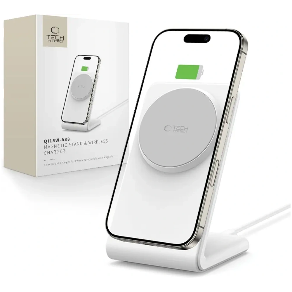 Ładowarka bezprzewodowa Tech-Protect QI15W-A38 Magnetic MagSafe Wireless Charger White