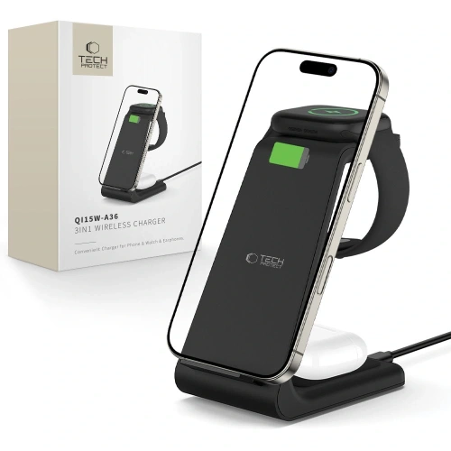 Buy Tech-Protect QI15W-A36 3in1 Wireless Charger For Apple Black - THP3614 - {ean13} - Home Screen Store Europe