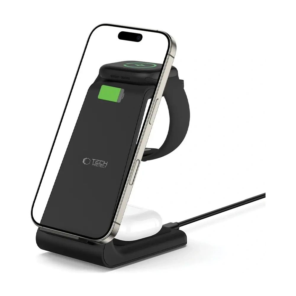 Ładowarka bezprzewodowa Tech-Protect QI15W-A36 3in1 Wireless Charger For Apple Black