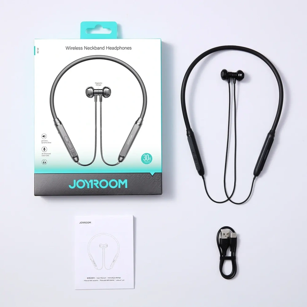 Bezprzewodowe słuchawki douszne na pałąku Joyroom JR-D8 Bluetooth 5.4 czarne