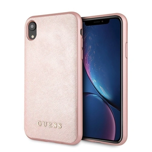 Kup Etui Guess GUHCI61SLSAPI Apple iPhone XR růžový/pink hard case Saffiano Silicone - GUE411PNK - {ean13} - Sklep Home Screen