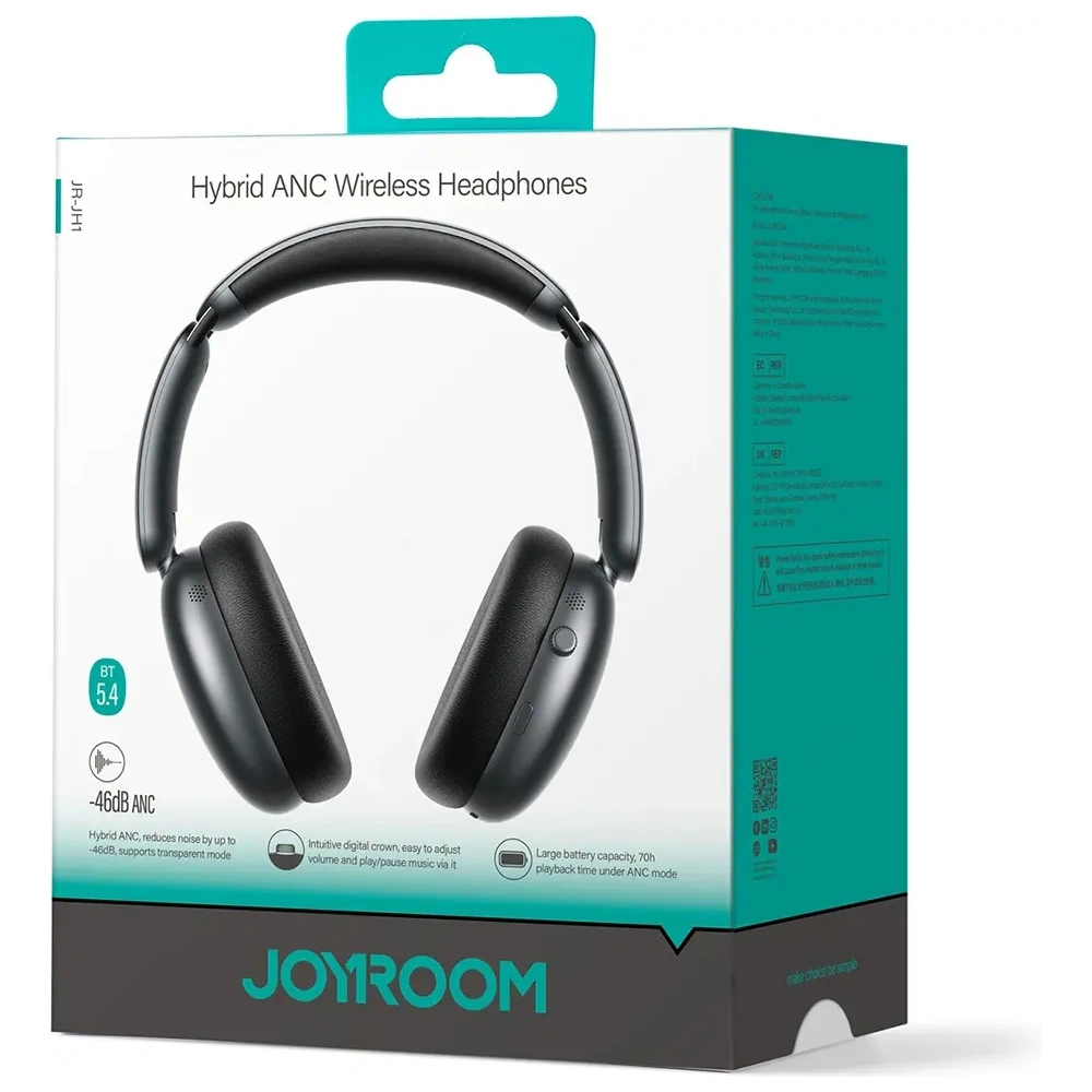 Bezprzewodowe słuchawki nauszne Joyroom J-Head Series JR-JH1 ANC Bluetooth 5.4 czarne