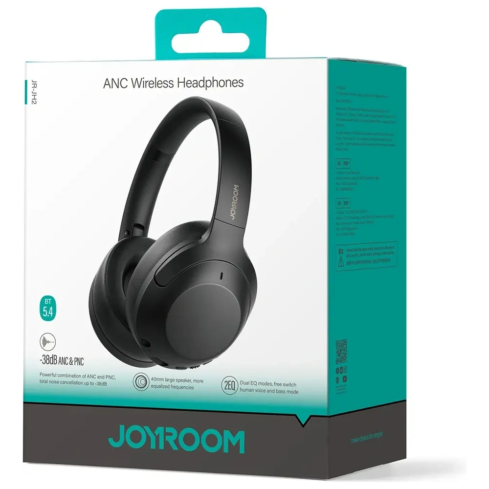 Bezprzewodowe słuchawki nauszne Joyroom J-Head Series JR-JH2 ANC Bluetooth 5.4 czarne