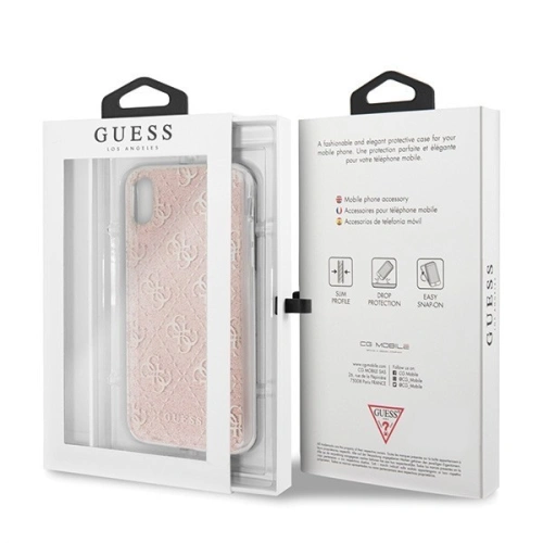 Kup Etui Guess GUHCI65PCU4GLPI Apple iPhone XS Max różowy/pink hard case 4G Glitter - GUE412PNK - {ean13} - Sklep Home Screen
