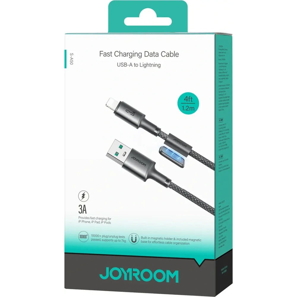 Kabel Joyroom S-A50 Unlimited Series 3A USB-A / Lightning z organizerem magnetycznym 1.2m szary
