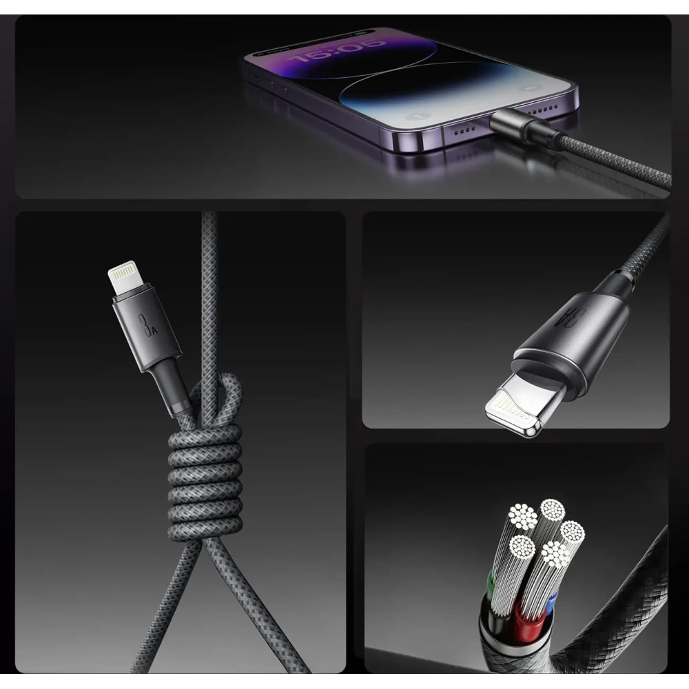 Kabel Joyroom S-A50 Unlimited Series 3A USB-A / Lightning z organizerem magnetycznym 1.2m szary