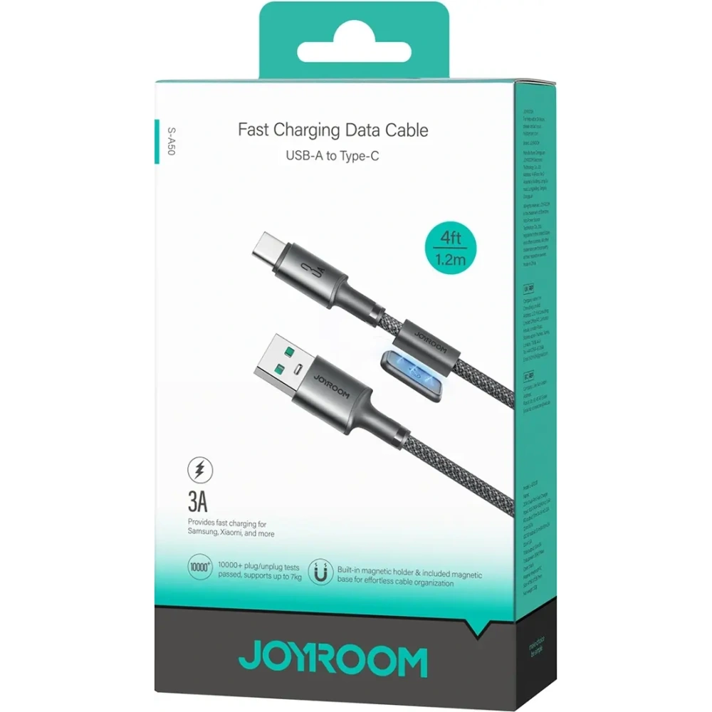 Kabel Joyroom S-A50 Unlimited Series 3A USB-A / USB-C z organizerem magnetycznym 1.2m szary