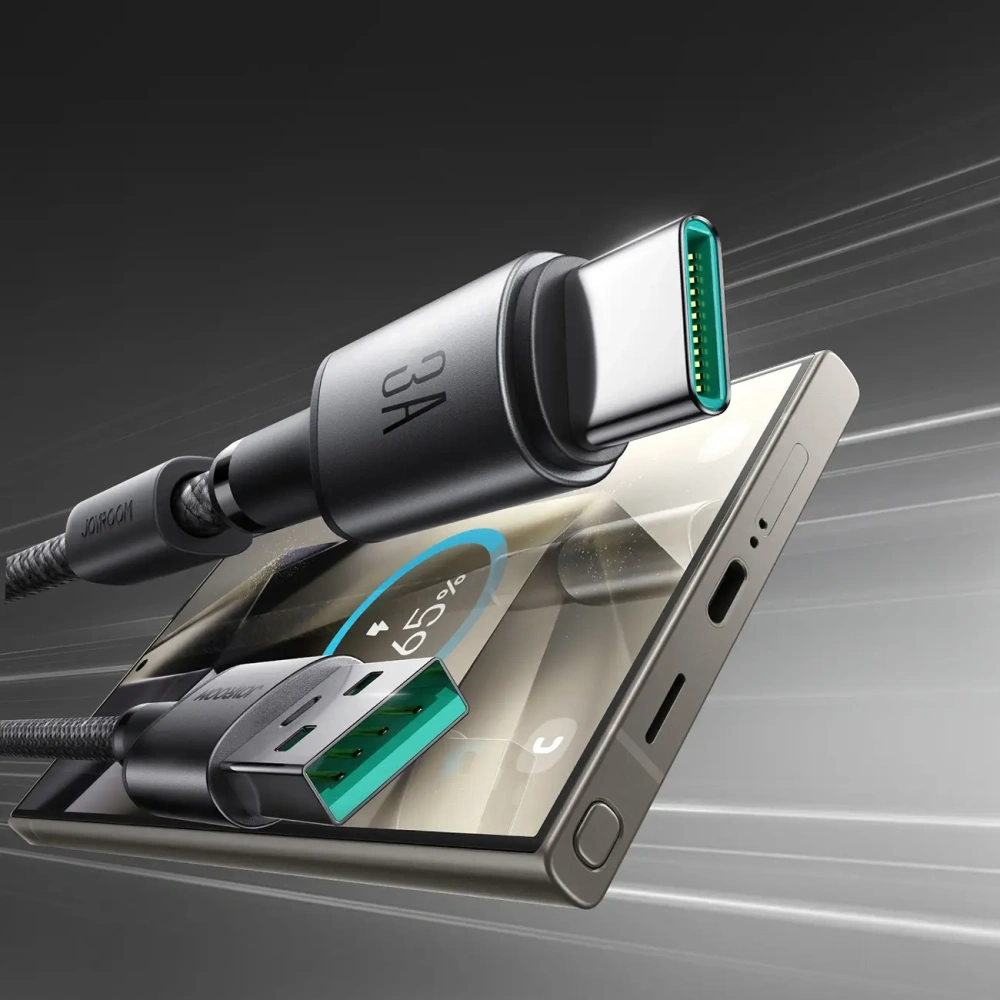 Kabel Joyroom S-A50 Unlimited Series 3A USB-A / USB-C z organizerem magnetycznym 1.2m szary