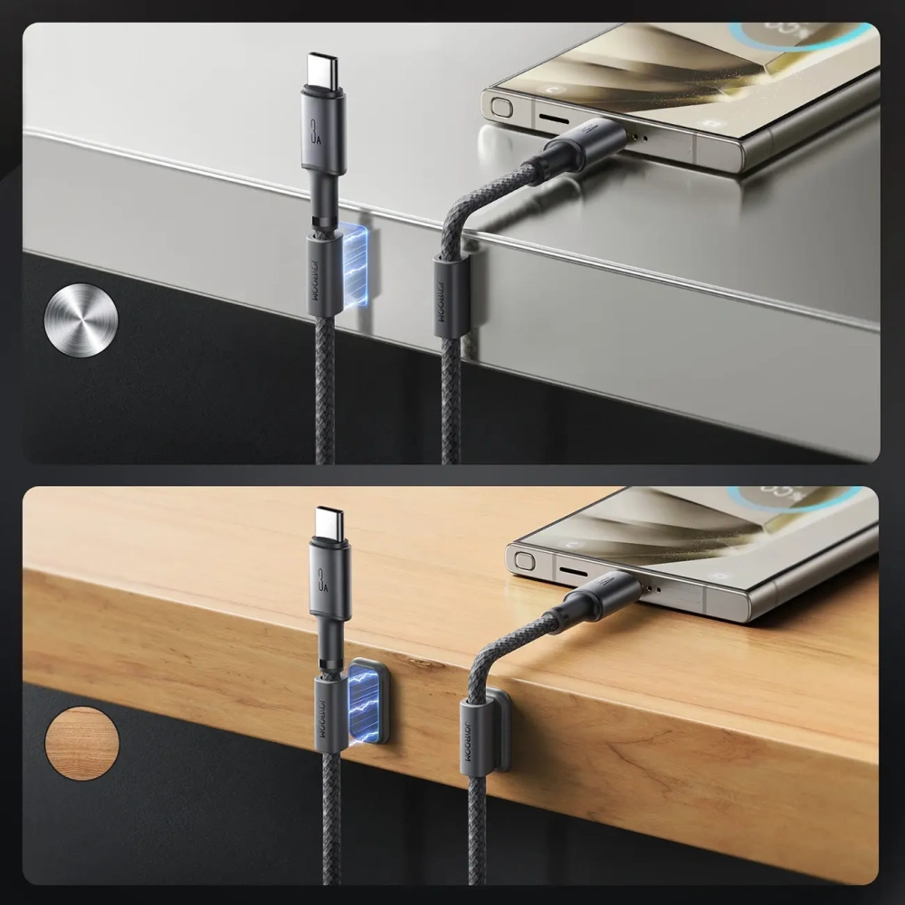 Kabel Joyroom S-A50 Unlimited Series 3A USB-A / USB-C z organizerem magnetycznym 1.2m szary