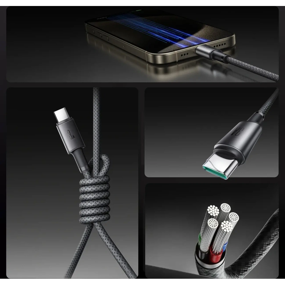 Kabel Joyroom S-A50 Unlimited Series 3A USB-A / USB-C z organizerem magnetycznym 1.2m szary