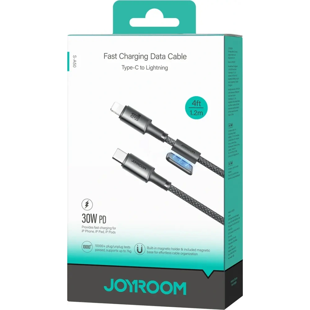 Kabel Joyroom S-A50 Unlimited Series 60W USB-C / Lightning z organizerem magnetycznym 1.2m szary