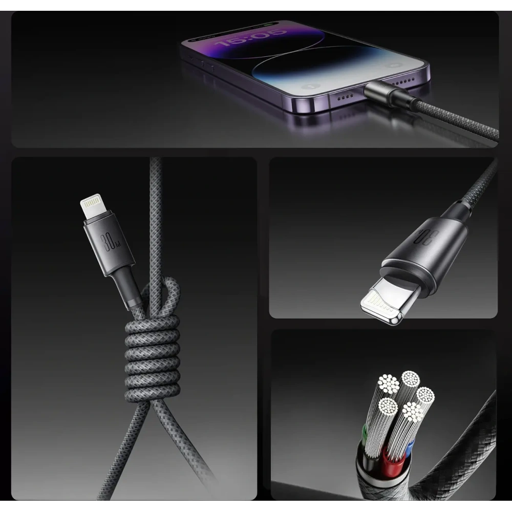 Kabel Joyroom S-A50 Unlimited Series 60W USB-C / Lightning z organizerem magnetycznym 1.2m szary