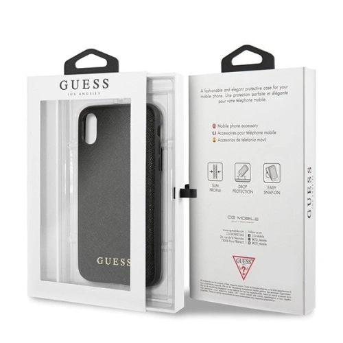 Kup Guess Apple Tasche GUHCI65SLSABK iPhone XS Max schwarz/schwarz Hartschale Saffiano Silikon - GUE414BLK - {ean13} - Sklep Home Screen