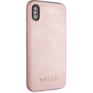 Kup Etui Guess GUHCI65SLSAPI Apple iPhone XS Max różowy/pink hard case Saffiano Silicone - GUE415PNK - {ean13} - Sklep Home Screen