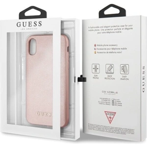 Kup Etui Guess GUHCI65SLSAPI Apple iPhone XS Max różowy/pink hard case Saffiano Silicone - GUE415PNK - {ean13} - Sklep Home Screen