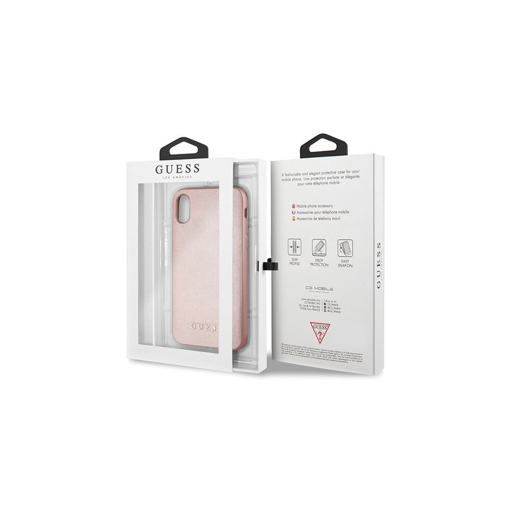 Etui Guess GUHCI65SLSAPI Apple iPhone XS Max różowy/pink hard case Saffiano Silicone