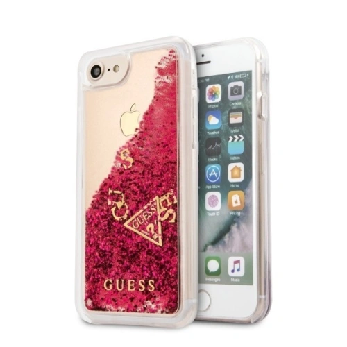 Kup Etui Guess GUHCI8GLUFLRA Apple iPhone SE 2022/SE 2020/8/7 z casetă dură de zmeură Glitter Liquid - GUE416RASP - {ean13} - Sklep Home Screen