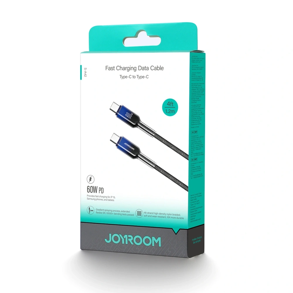 Kabel Joyroom S-A42 Crystal-Clear Series 60W USB-C / USB-C 1.2m czarny