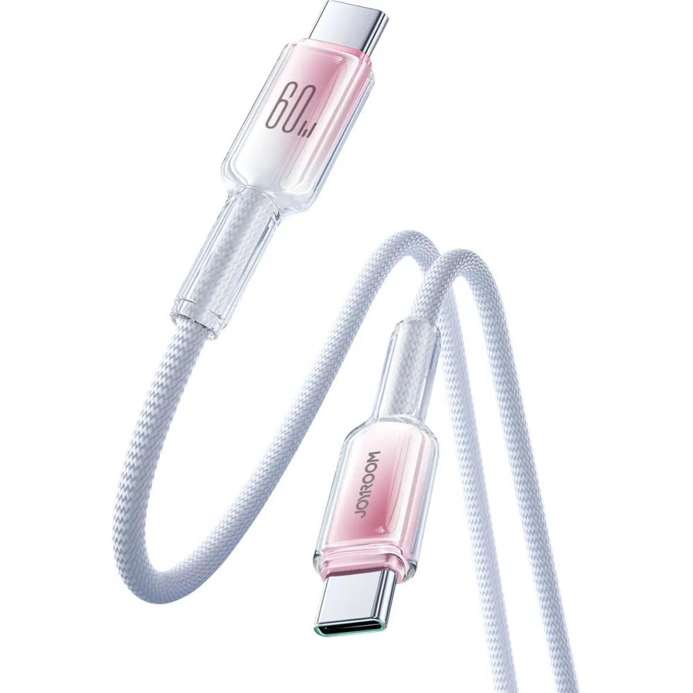 Kabel Joyroom S-A42 Crystal-Clear Series 60W USB-C / USB-C 1.2m biały