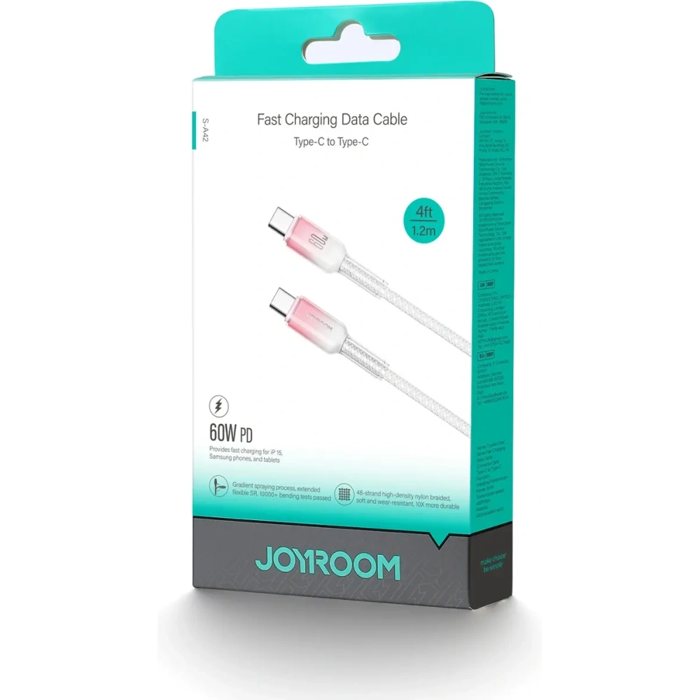 Kabel Joyroom S-A42 Crystal-Clear Series 60W USB-C / USB-C 1.2m biały
