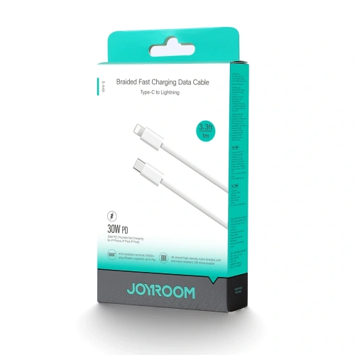 Kup Kabel Joyroom S-A45 Ben Series 30W USB-C / Lightning v opletu 1m bílý - JYR1135 - {ean13} - Sklep Home Screen