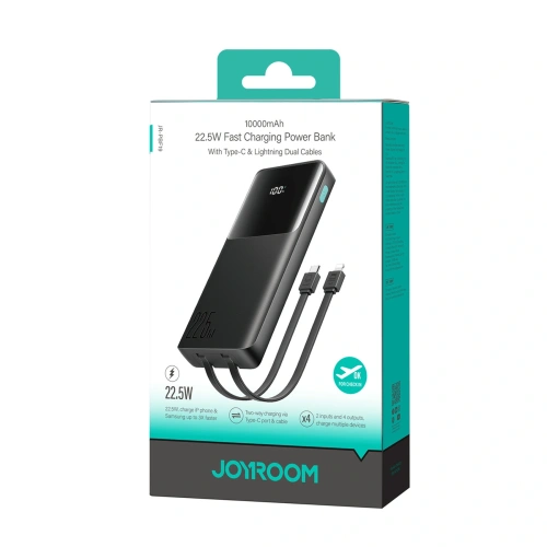 Kup Powerbanka Joyroom JR-PBF19 22.5W 10000mAh + vestavěné kabely USB-C, Lightning černá - JYR1136 - {ean13} - Sklep Home Screen