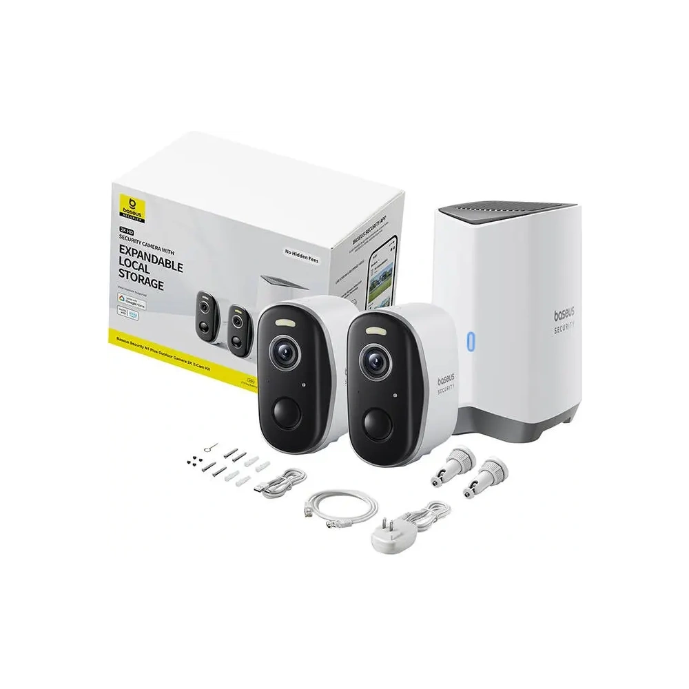 Zestaw 2 kamer zewnętrznych Baseus N1 Plus 2K (Białe)