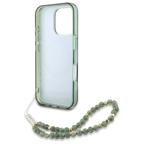 Buy Guess GUHMP16XHCPOFPA Apple iPhone 16 Pro Max hardcase IML Flowers Allover Electro With Pearl Strap MagSafe green - GUE4195 - {ean13} - Home Screen Store Europe