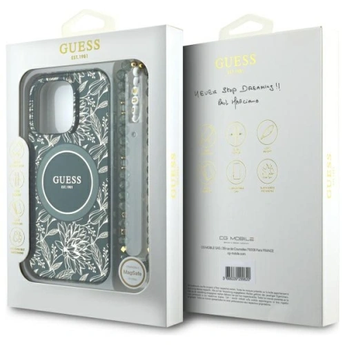 Kup Guess GUHMP16XHCPOFPA Apple iPhone 16 Pro Max Hartschale IML Blumen Allover Elektro mit Perlenriemen MagSafe grün - GUE4195 - {ean13} - Sklep Home Screen