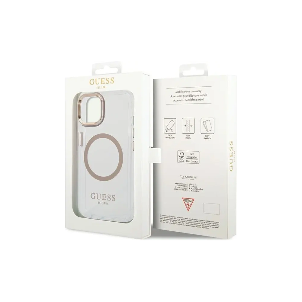Etui Guess GUHMP15MHTRMD Apple iPhone 15 Plus / 14 Plus hardcase Metal Outline Magsafe złoty/gold