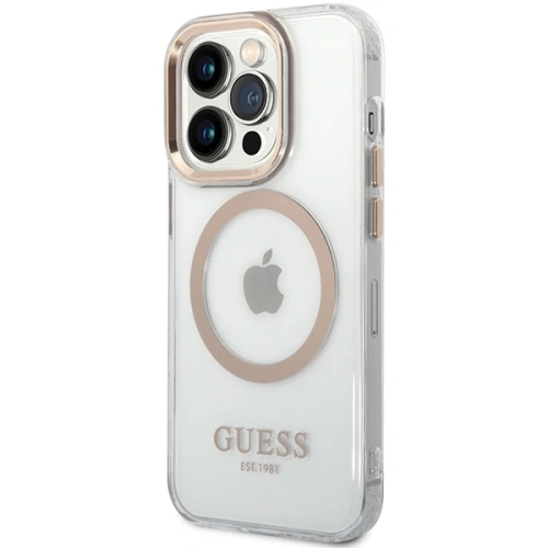 Buy Guess GUHMP15SHTRMD Apple iPhone 15 / 14 / 13 hardcase Metal Outline Magsafe gold - GUE4198 - {ean13} - Home Screen Store Europe