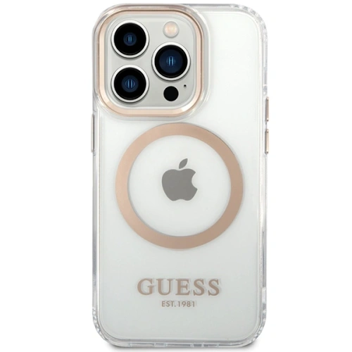 Buy Guess GUHMP15SHTRMD Apple iPhone 15 / 14 / 13 hardcase Metal Outline Magsafe gold - GUE4198 - {ean13} - Home Screen Store Europe