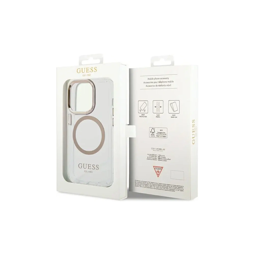 Etui Guess GUHMP15XHTRMD Apple iPhone 15 Pro Max hardcase Metal Outline Magsafe złoty/gold