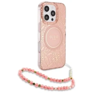 Kup Etui Guess GUHMP16LHCPOFPP Apple iPhone 16 Pro hardcase IML Flowers Allover Electro With Pearl Strap MagSafe różowy/pink - GUE4200 - {ean13} - Sklep Home Screen