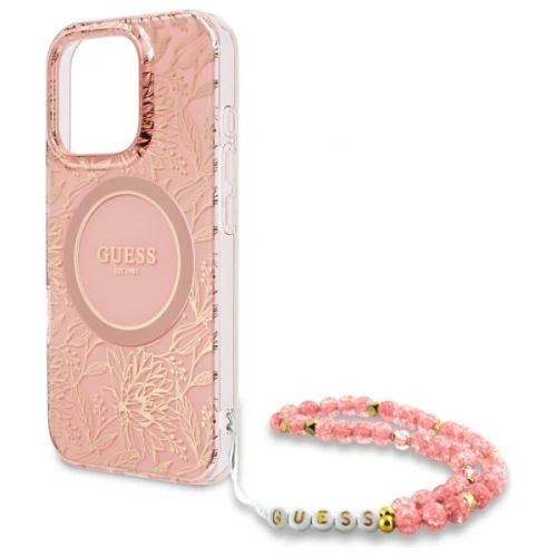 Kup Etui Guess GUHMP16XHCPOFPP Apple iPhone 16 Pro Max hardcase IML Flowers Allover Electro With Pearl Strap MagSafe różowy/pink - GUE4201 - {ean13} - Sklep Home Screen