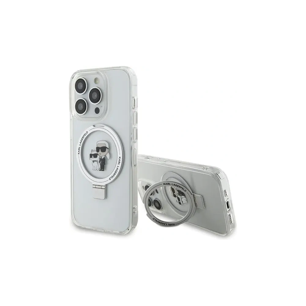 Etui Karl Lagerfeld KLHMP15LHMRSKCH Apple iPhone 15 Pro hardcase Ring Stand Karl&Choupettte MagSafe biały/white