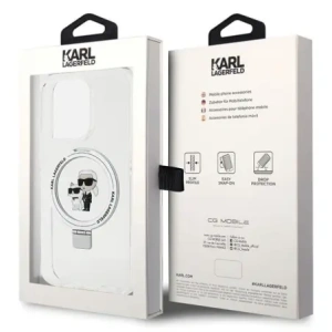 Buy Karl Lagerfeld KLHMP15LHMRSKCH Apple iPhone 15 Pro hardcase Ring Stand Karl&Choupettte MagSafe white - KLD21835 - {ean13} - Home Screen Store Europe